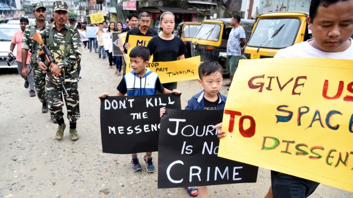 Protest gegen Gewalt gegen Journalisten in Indien