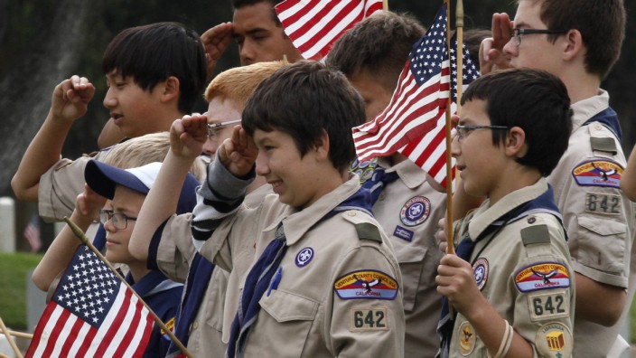 File photo shows Boy Scouts of America troop members attending a Memorial Day weekend commemorative event in Los Angeles