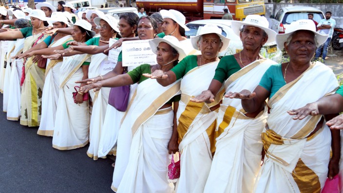 Indian women protest to protect renaissance values and gender equality, Kochi, India - 01 Jan 2019
