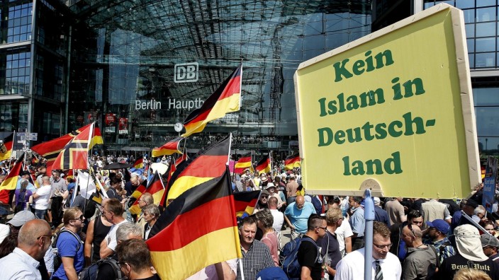 Rassismus: "Gegen die Garantie der Menschenwürde": Das Gutachten des Verfassungsschutzes nimmt Äußerungen aus der AfD ins Visier, die sich gegen Minderheiten richten - wie hier in Berlin.