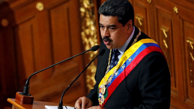 FILE PHOTO: Venezuela's President Nicolas Maduro speaks during a special session of the National Constituent Assembly to present his annual state of the nation in Caracas