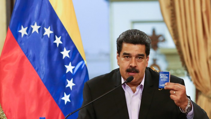 Venezuela - Präsident Nicolas Maduro spricht während einer Konferenz