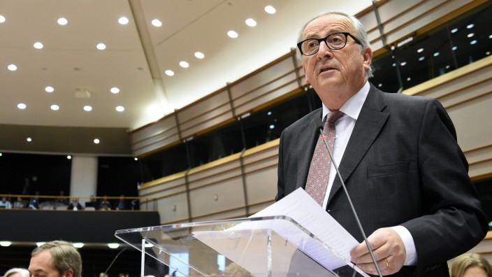 Europäische Union: EU-Kommissionspräsident Jean-Claude Juncker während seiner Rede vor dem Europäischen Parlament.