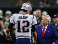 September 17 2017 New England Patriots quarterback Tom Brady 12 shakes hands with owner Robert; Robert Kraft und Tom Brady
