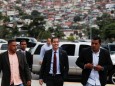 Venezuelan opposition leader Juan Guaido arrives to attend a meeting with representatives of FEDEAGRO, the Confederation of Associations of Agricultural Producers of Venezuela, in Caracas