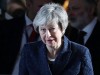 British PM May leaves EU parliament in Brussels