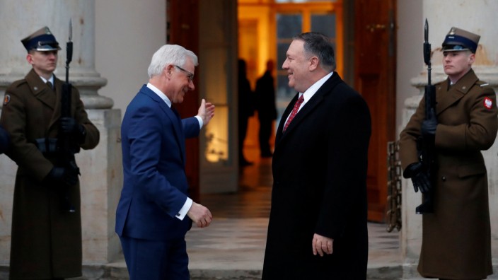 Polish Foreign Minister Jacek Czaputowicz meets U.S. Secretary of State Mike Pompeo at the Lazienki Palace in Warsaw