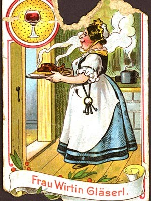 Gastwirtin auf einer Wiener Spielkarte