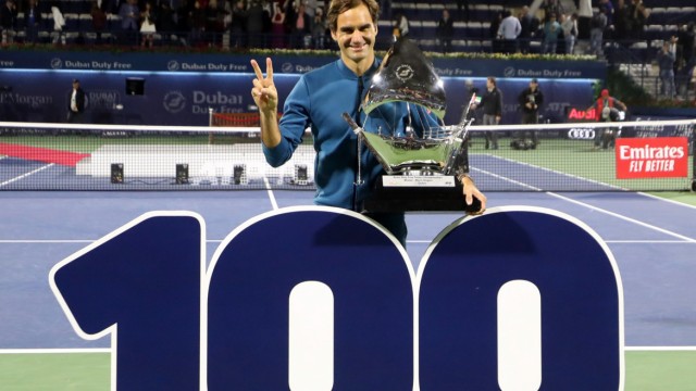 Roger Federer: Großer Spieler, große Zahl: Roger Federer gewinnt in Dubai sein 100. Turnier.