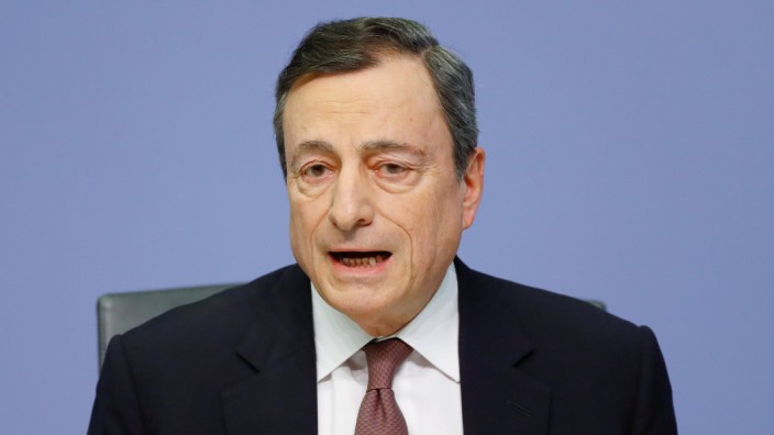 Mario Draghi, President of the European central Bank (ECB) attends a news conference on the outcome of the Governing Council meeting at the ECB headquarters in Frankfurt