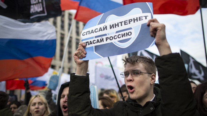 Demonstration für freies Internet in Moskau
