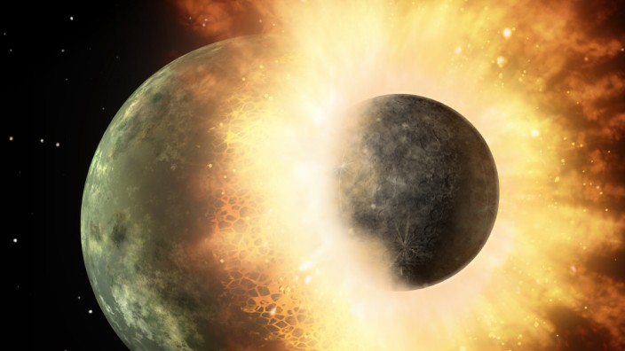 Astronomie: Bei einer Kollision wie dieser könnte der Mond entstanden sein