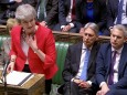 British Prime Minister Theresa May speaks after tellers announced the results of the vote Brexit deal in Parliament in London