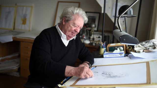 Neues von Sempé: Er zeichnet aus dem Kopf, immer: Jean-Jacques Sempé 2015 in seinem Atelier in Paris.