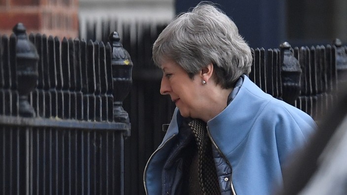 Britain's Prime Minister Theresa May is seen at Downing Street, in London