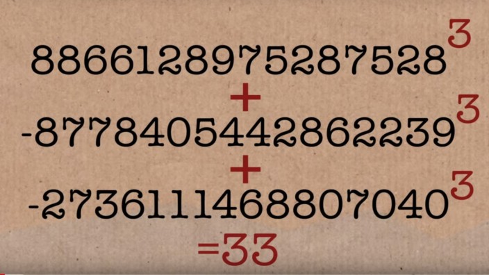 Zahlentheorie: Die Zahl 33 lässt sich als Summe von drei Dreierpotenzen darstellen
