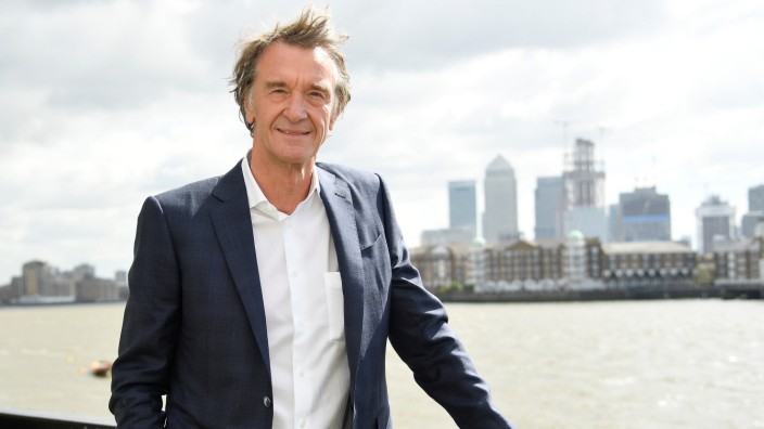 Ratcliffe, CEO of British petrochemicals company INEOS, poses for a portrait with the Canary Wharf financial district seen behind, ahead of a news conference announcing the launch of a British America's Cup sailing team in London, Britain
