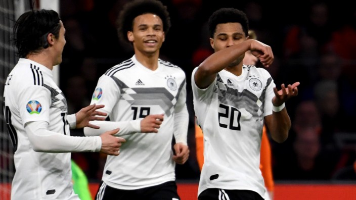 DFB-Nationalmannschaft - Nico Schulz, Leroy Sane und Serge Gnabry 2019 gegen die Niederlande