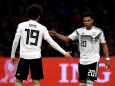 DFB-Nationalmannschaft - Leroy Sane und Serge Gnabry 2019 gegen die Niederlande