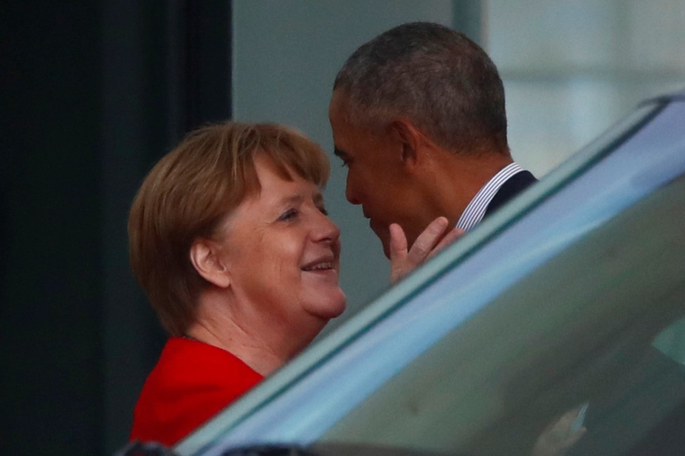 Former U. S. President Obama meets German Chancellor Merkel in Berlin
