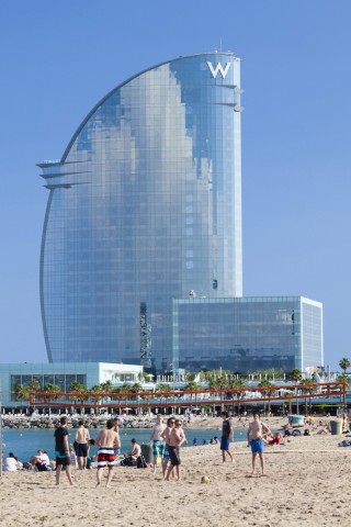 The W Barcelona hotel and Barceloneta beach Barcelona Catalonia Spain Spain PUBLICATIONxINxGERxS