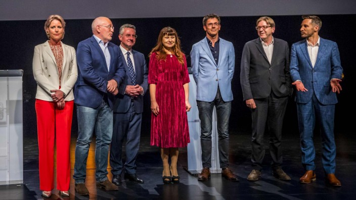 Europawahl - EU-Spitzenkandidaten bei einer Debatte 2019 in Maastricht