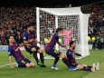 Champions League - Spieler des FC Barcelona bejubeln ein Tor von Lionel Messi