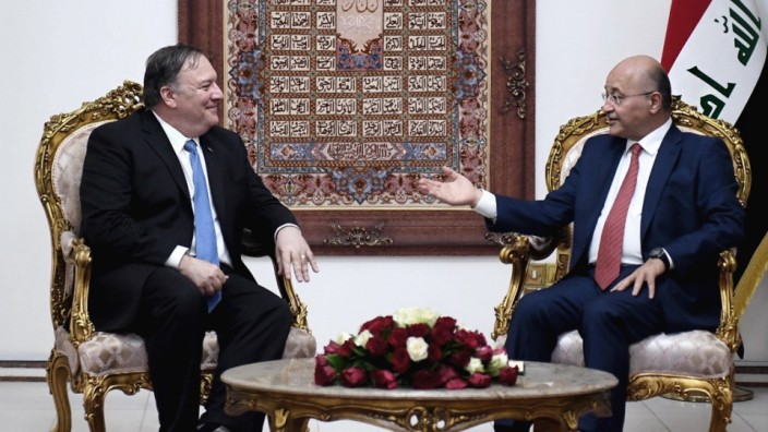 Iraq's President Barham Salih meets with U.S. Secretary of State Mike Pompeo in Baghdad