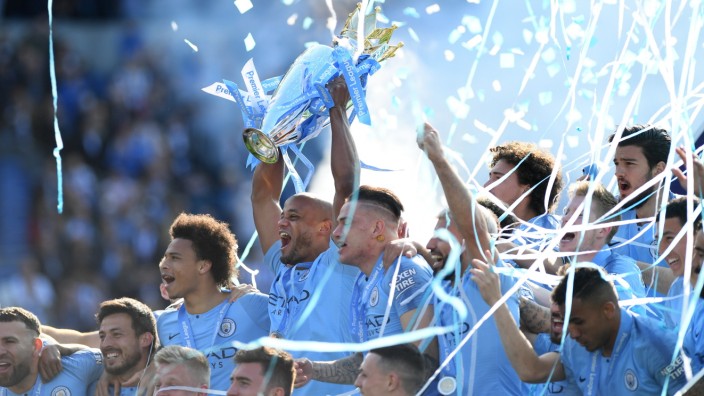 Manchester City feiert den Sieg in der Premier League 2019