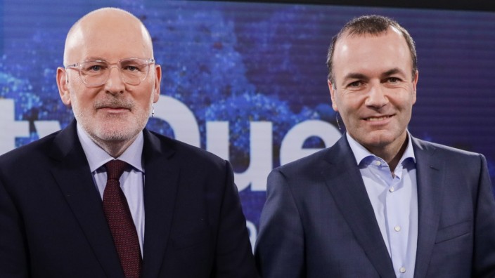 European Elections Candidates Weber And Timmermans Hold Live Television Debate