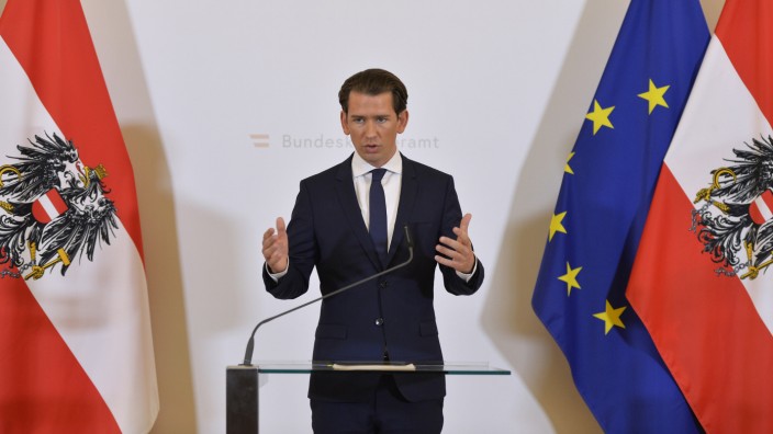 Regierungskrise in Österreich - Sebastian Kurz bei einer Stellungnahme im Bundeskanzleramt