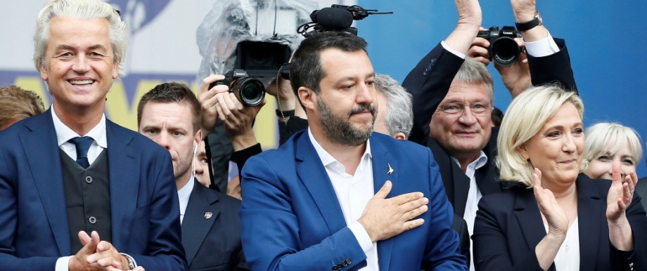 Die Rechtspopulisten Geert Wilders, Matteo Salvini und Marine Le Pen
