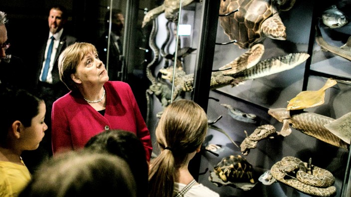Merkel Visits Natural History Museum