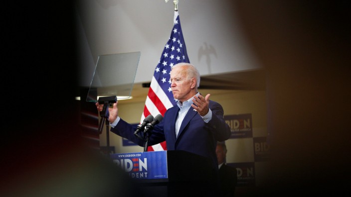 Democratic 2020 U.S. presidential candidate and former Vice President Joe Biden speaks at an event at the Mississippi Valley Fairgrounds in Davenport