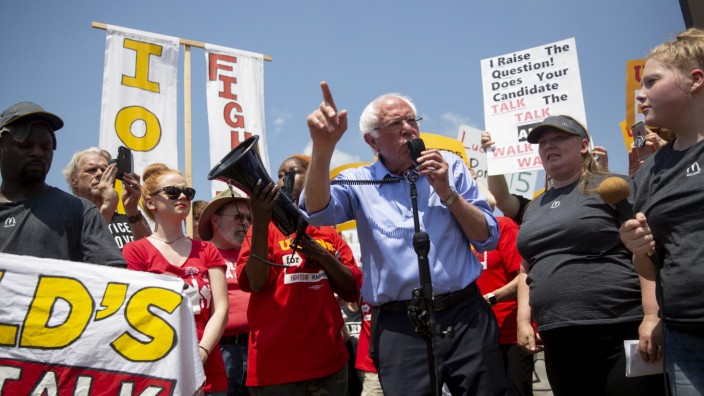 Senator Bernie Sanders Attends McDonald's Workers Union Action Event