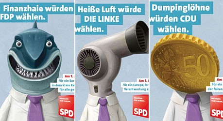 SPD, Finanzhaie, Wahlplakat, Luft, Fön, Mindestlöhne
