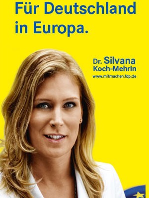 Silvana Koch-Mehrin, gelb, FDP, Wahlplakat, Europawahl