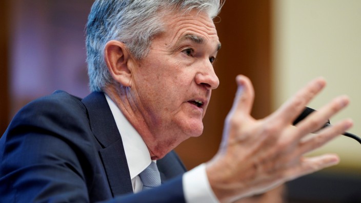 FILE PHOTO: Federal Reserve Board Chairman Jerome Powell delivers the Federal ReserveâÄÖs Semiannual Monetary Policy Report to the House Financial Services Committee on Capitol Hill in Washington
