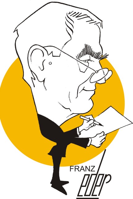 Mit spitzer Feder: Selbstporträt des Karikaturisten Franz Eder.