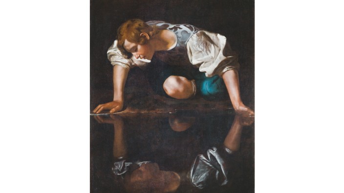 Kunst: Caravaggio Narziss, 1597-1599 Öl auf Leinwand, 113 x 94 cm