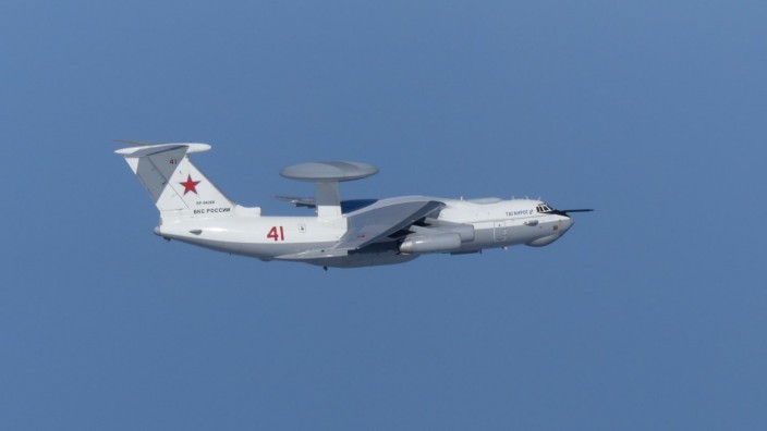 Russian A-50 military aircraft flies near the disputed islands called Takeshima in Japan and Dokdo in South Korea