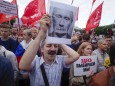 Protestaktion in Sankt Petersburg am 24. Juli 2019 gegen die Manipulation der bevorstehenden Regionalwahl