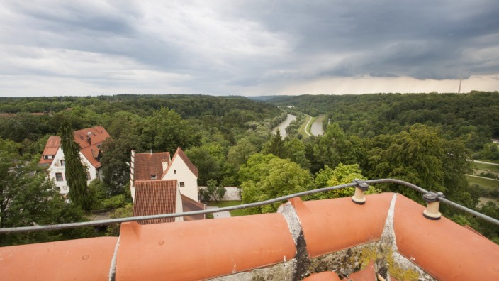 Grünwald, Burg, Hausmeisterserie, Ausblick über das Isartal,