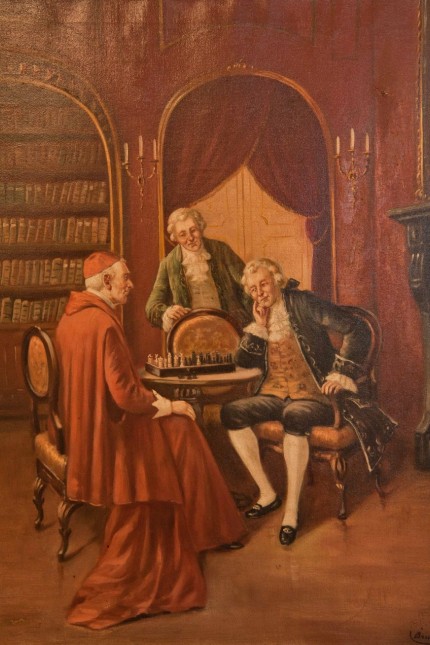 Informativ und sehenswert: Klerus und Adel haben seit jeher ihre Konflikte gerne auf dem Schachbrett ausgefochten, wie in dem Gemälde von Bruno Blätter zu sehen.