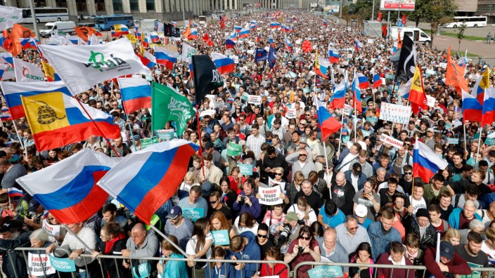 Russland: Demonstration in Moskau.