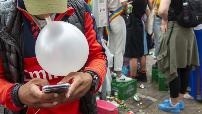 Netherlands Amsterdam 20190803 Sale of laughing gas on the street during the Canal Pride Photo