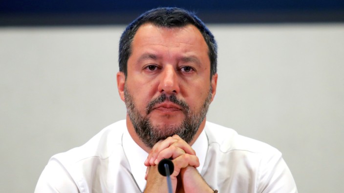 FILE PHOTO: Italy's Deputy PM Salvini addresses a news conference at Viminale Palace in Rome