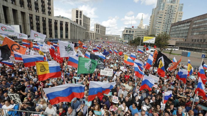 Proteste in Moskau: Ort für genehmigte Demonstrationen in Moskau: Der Sacharow Prospekt, hier bei einer Kundgebung für faire Regionalwahlen am 20. Juli 2019. Die Protestveranstaltung an diesem Samstag wird ebenfalls dort stattfinden.