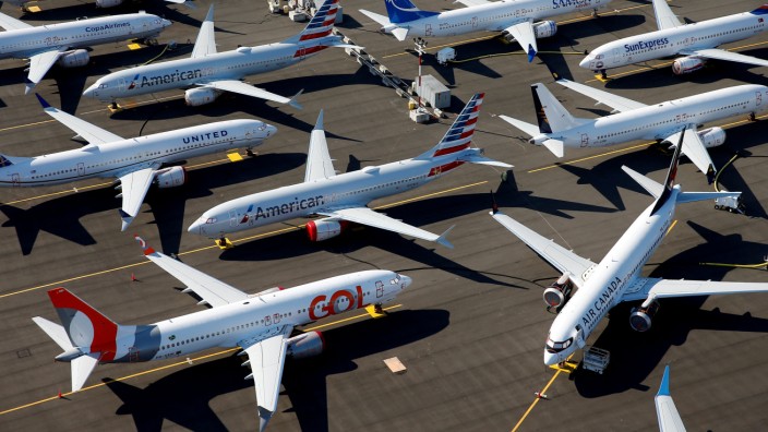 FILE PHOTO: FILE PHOTO: Grounded Boeing 737 MAX aircraft are seen parked at Boeing Field in Seattle