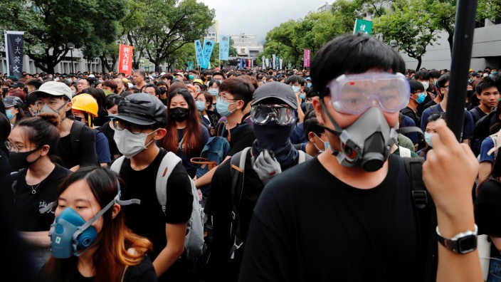 Students boycott their classes as they take part in a protest against the extradition bill at the Chinese University of Hong Kong